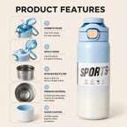 SPORT Stainless Steel Insulated Water Bottle with Straw – 800ml