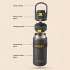 750ml Stainless Steel Thermal Water Bottle with Safety Lock & Handle