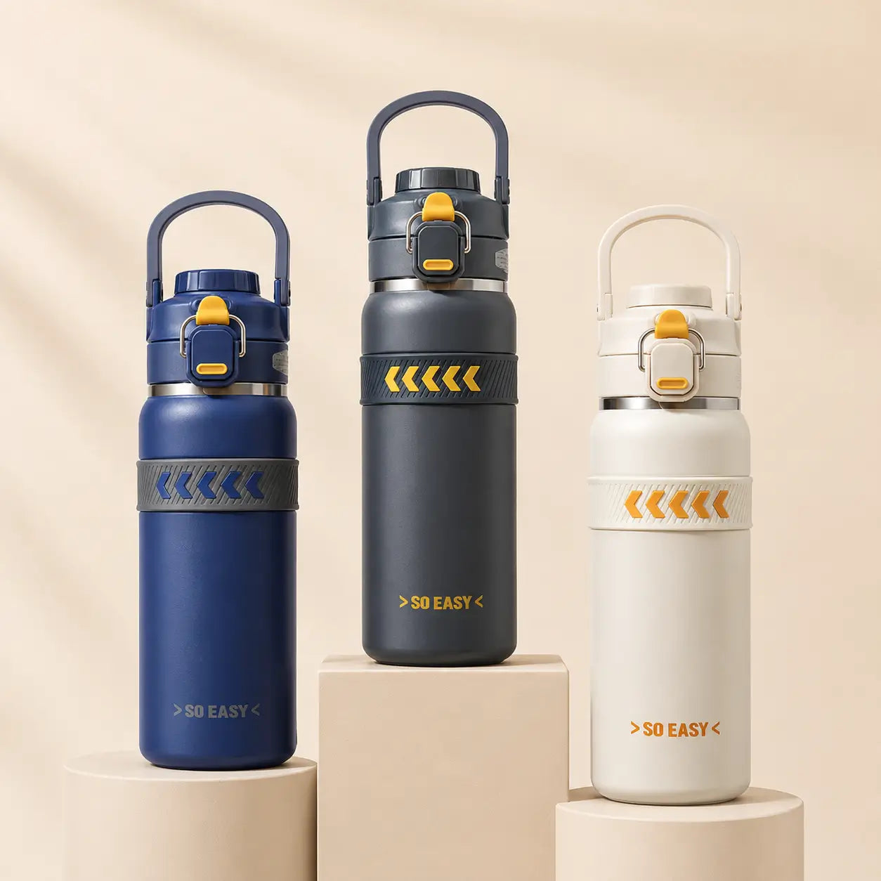 750ml Stainless Steel Thermal Water Bottle with Safety Lock & Handle