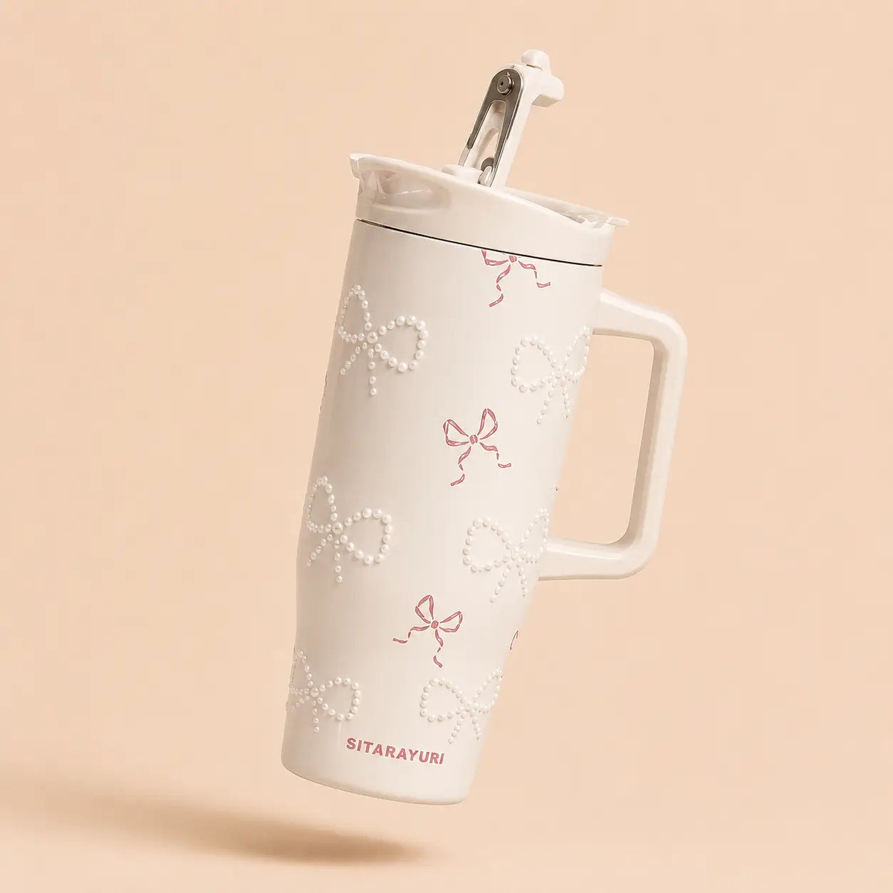 Sitarayuri Coquette Bow Stainless Steel Tumbler with Handle & Straw – 40oz