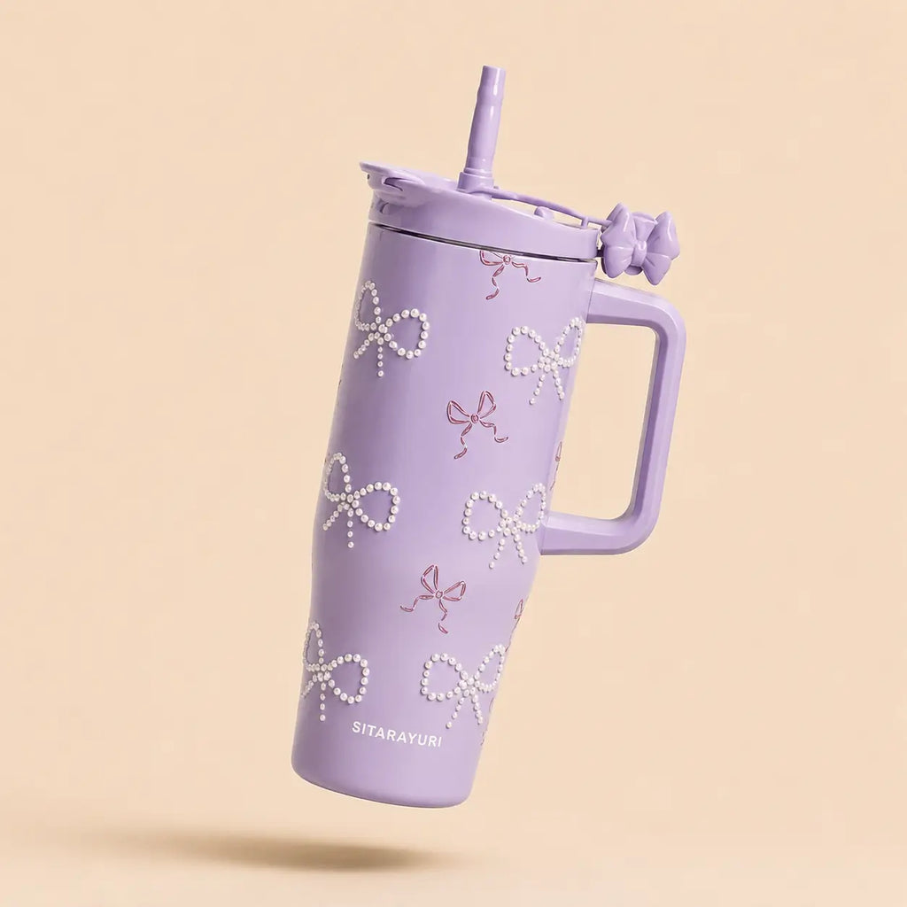 Sitarayuri Coquette Bow Stainless Steel Tumbler with Handle & Straw – 40oz