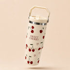 Sweet Cherry Stainless Steel Tumbler with Handle & Straw – 30oz (900ml)