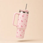 Sitarayuri Bow Tumbler with Handle & Straw – 40oz Stainless Steel Travel Cup