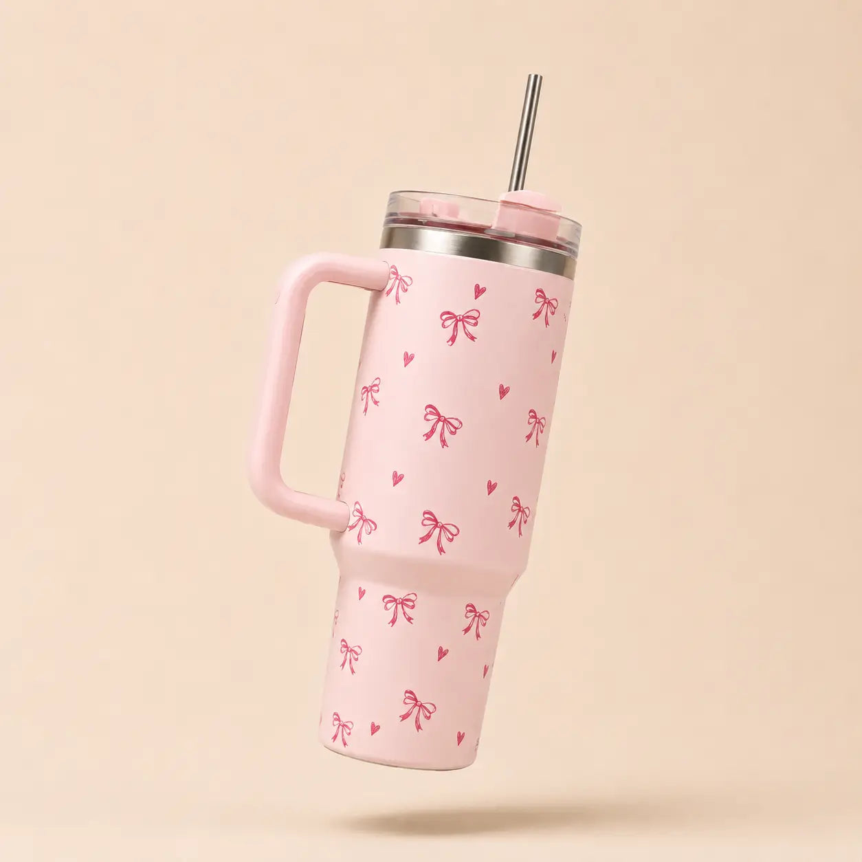 Sitarayuri Bow Tumbler with Handle & Straw – 40oz Stainless Steel Travel Cup