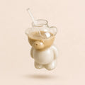 Cute Teddy Bear Glass Cup with Straw – 320ml