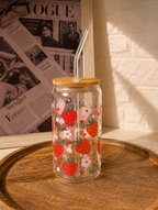Custom Aesthetic Glass Can Cup with Bamboo Lid & Glass Straw
