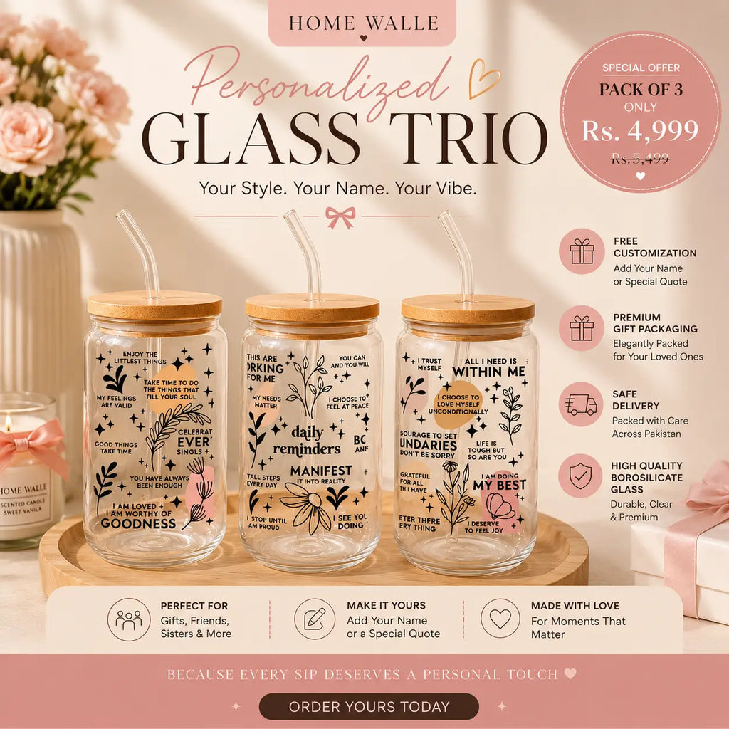 Personalized Glass Trio (Pack of 3) – Custom Glass Cup Gift Set
