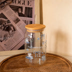 Personalized Glass Can Cup with Bamboo Lid & Glass Straw – Custom Name & Design