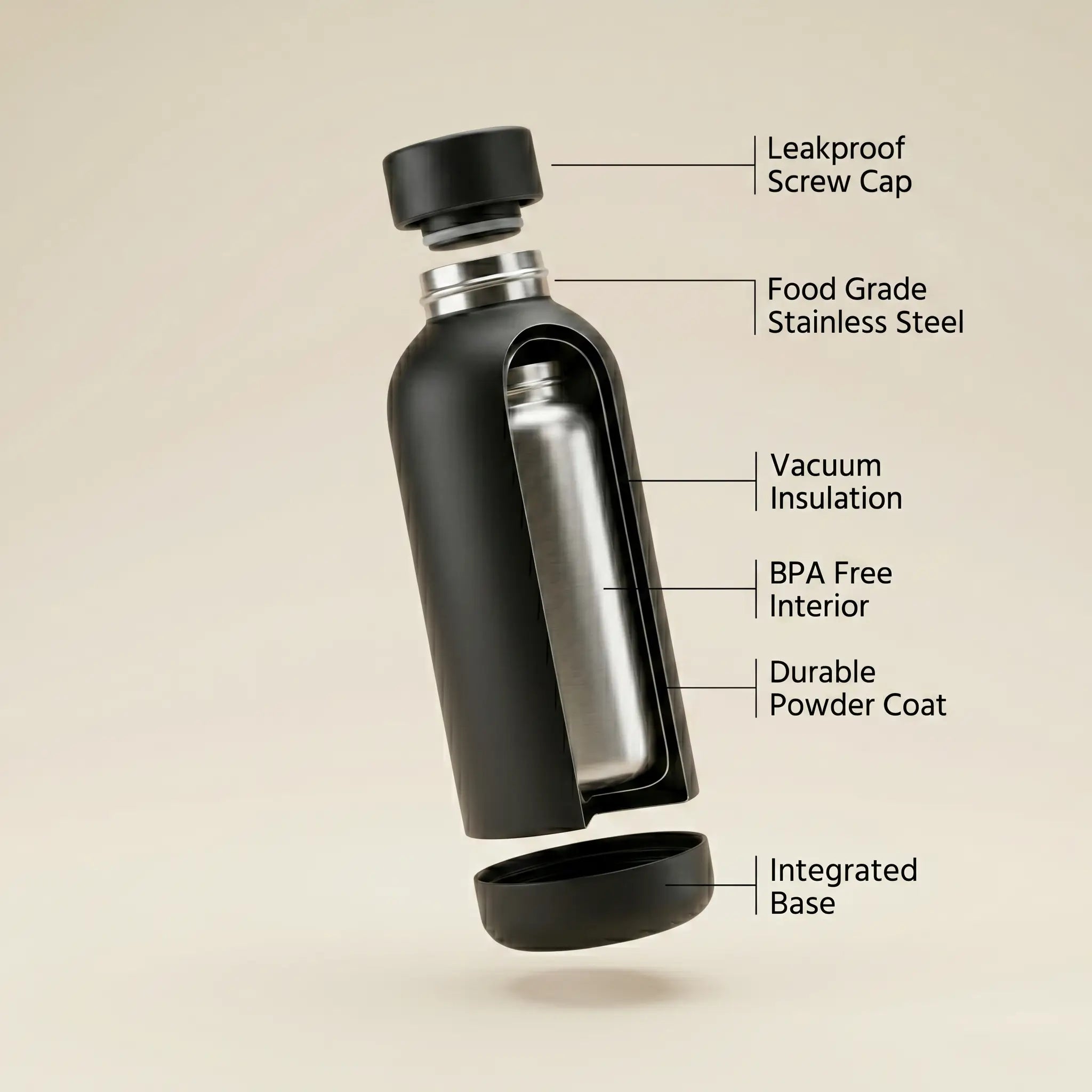 Stainless Steel Matte Insulated Thermos Bottle 500ml