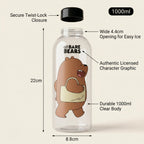 We Bare Bears Frosted Water Bottle | 1000ml | Straw Sipper | BPA-Free