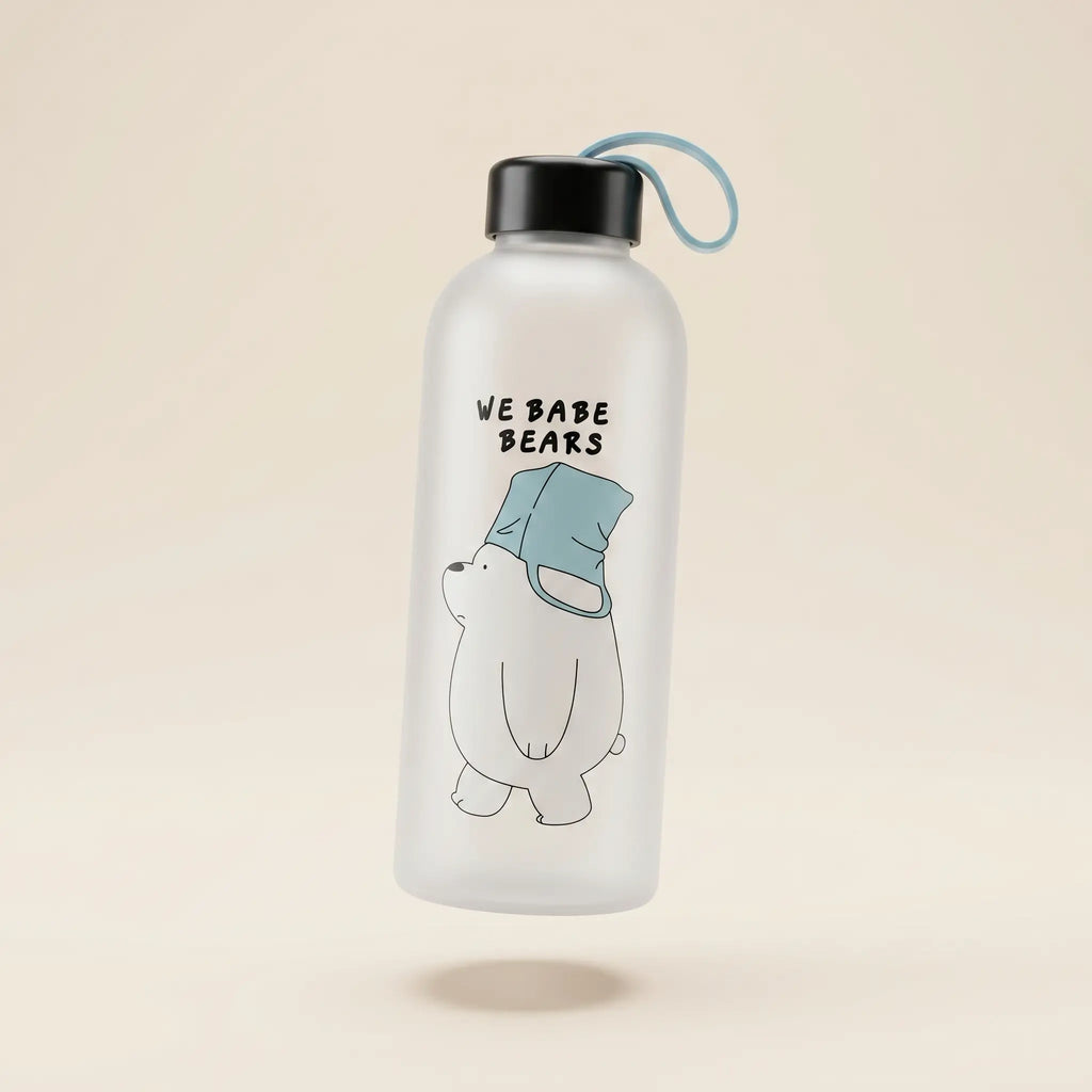 We Bare Bears Frosted Water Bottle | 1000ml | Straw Sipper | BPA-Free