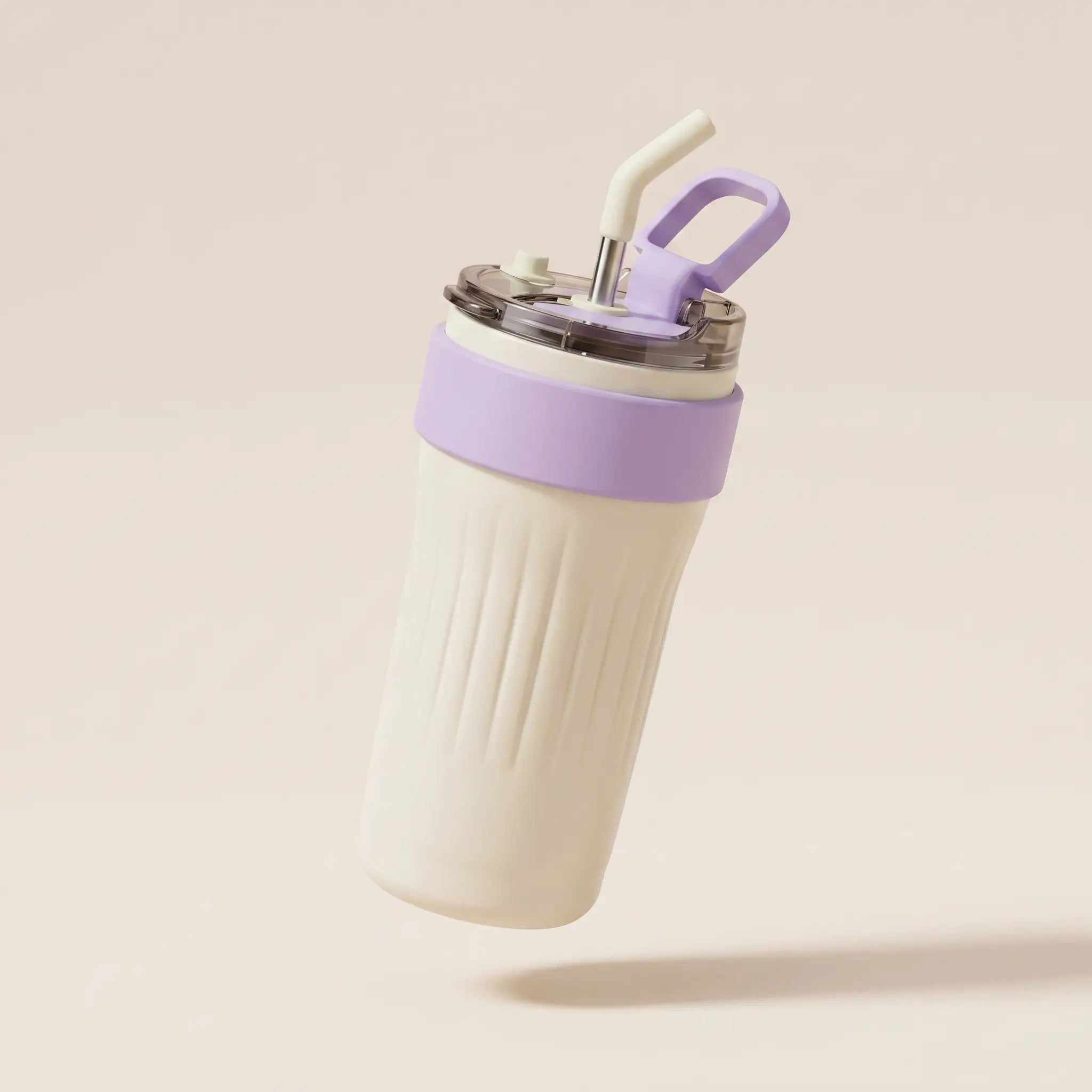 600ml Stainless Steel Vacuum Insulated Travel Mug with Straw & Handle
