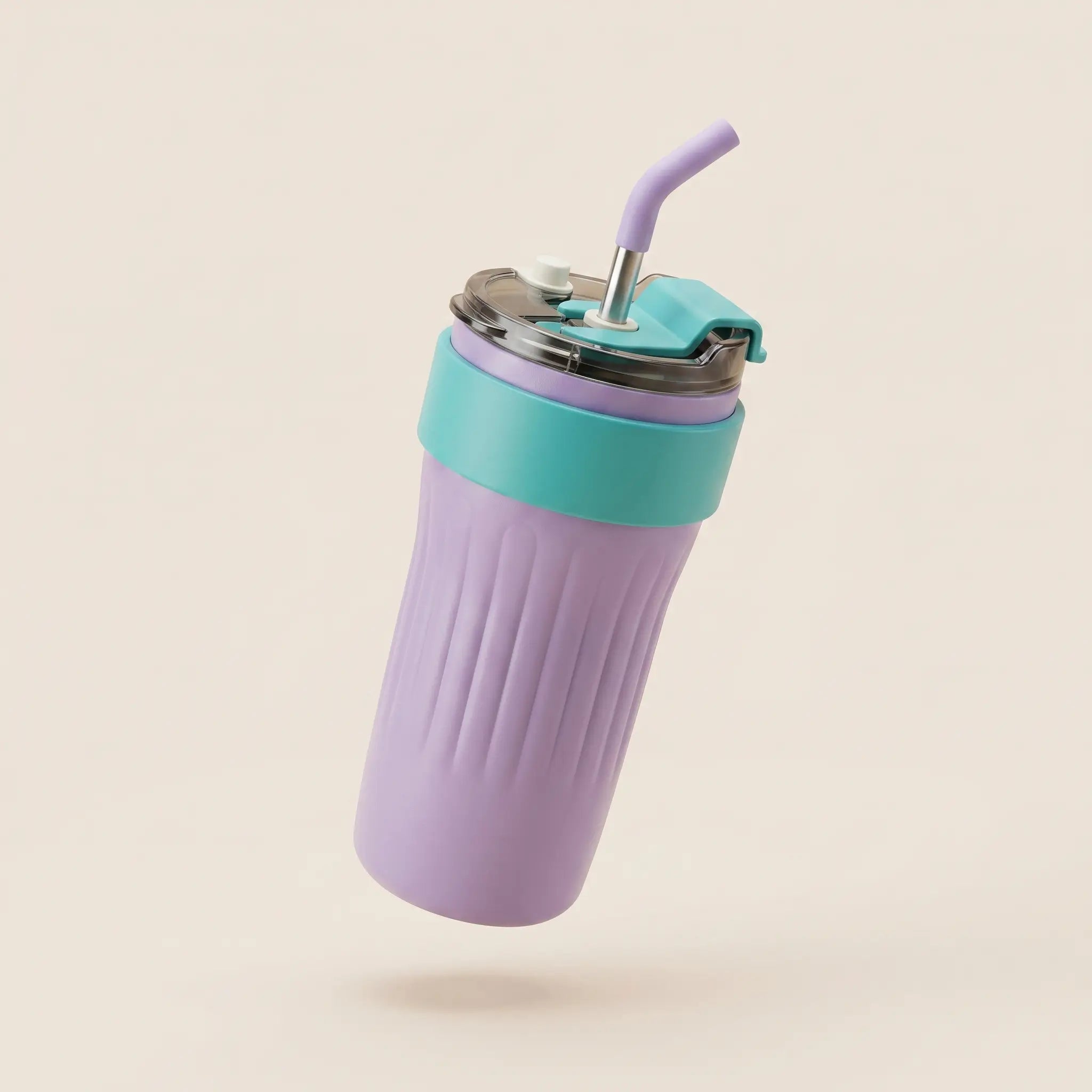 600ml Stainless Steel Vacuum Insulated Travel Mug with Straw & Handle
