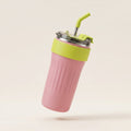 600ml Stainless Steel Vacuum Insulated Travel Mug with Straw & Handle