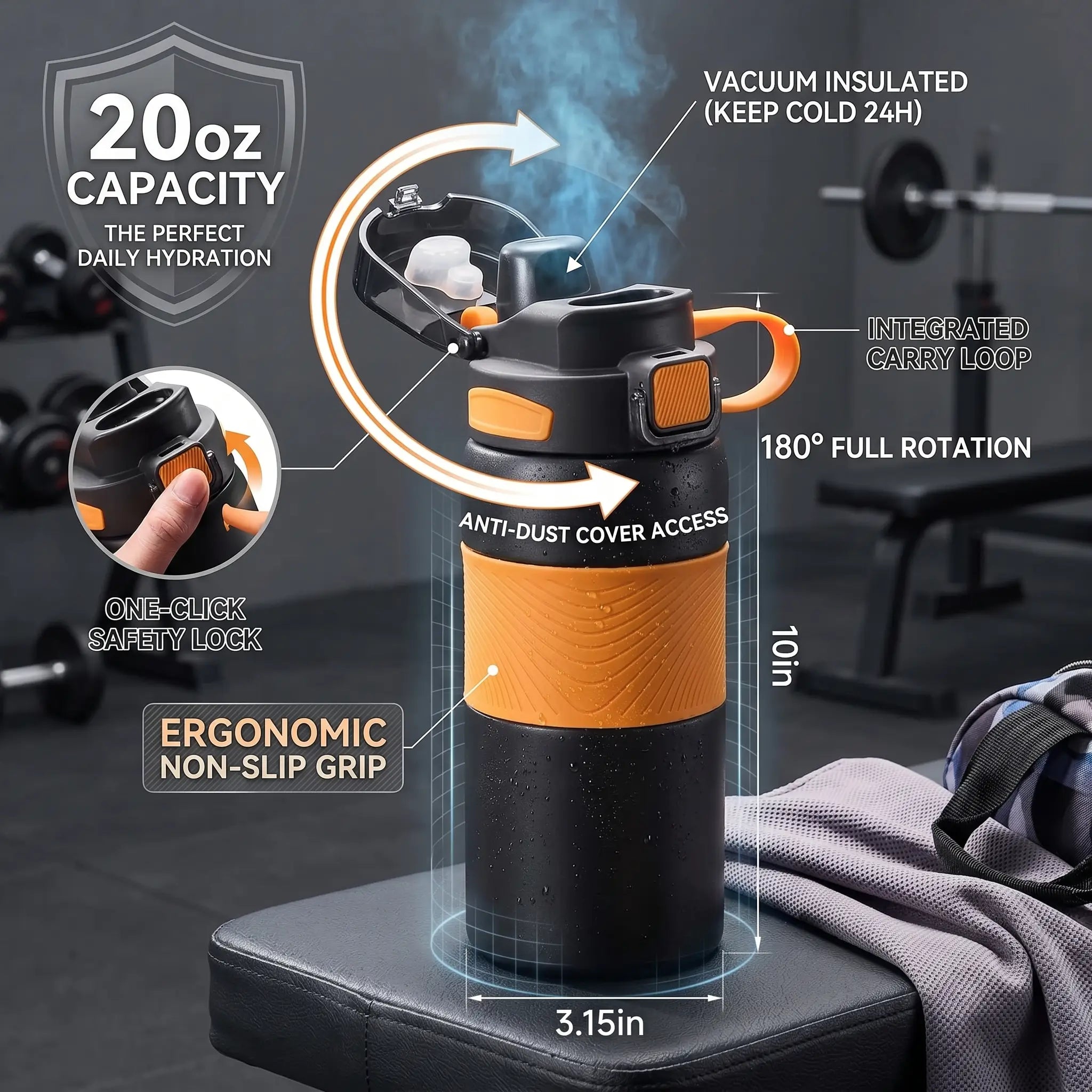 DualSip Sport Bottle 20oz | 2-in-1 Insulated Water Bottle